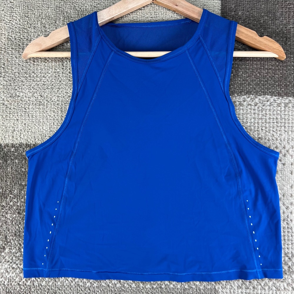 Lululemon Sculpt Tank Top Cropped Mesh Back Blue Womens Size 4 16X16.5